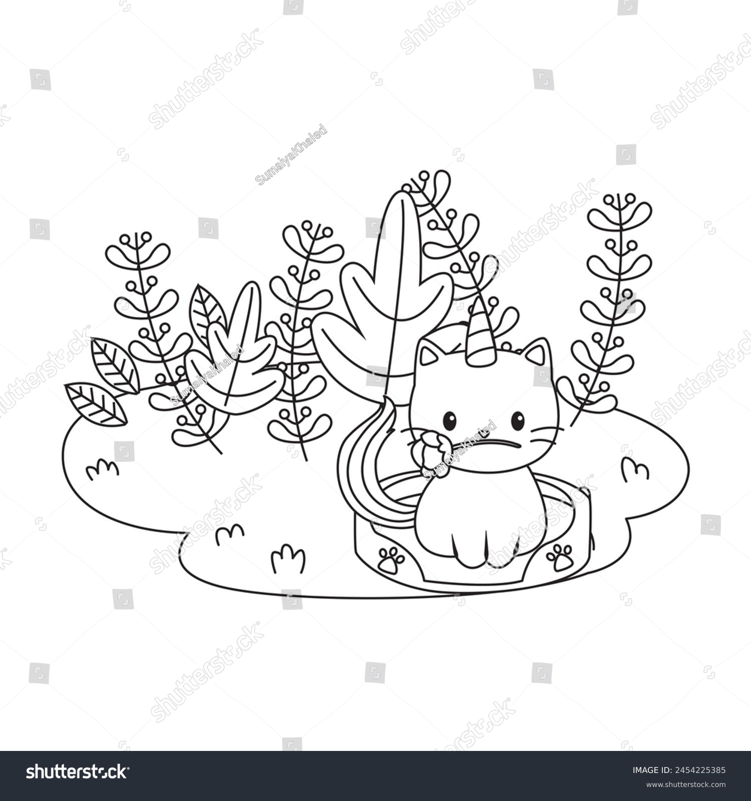 SVG of HD printable caticorn and cat unicorn or anime cat coloring pages for children kids and adults. Children coloring pages, caticorn coloring pages, learning for kids. Cat Vector
 svg