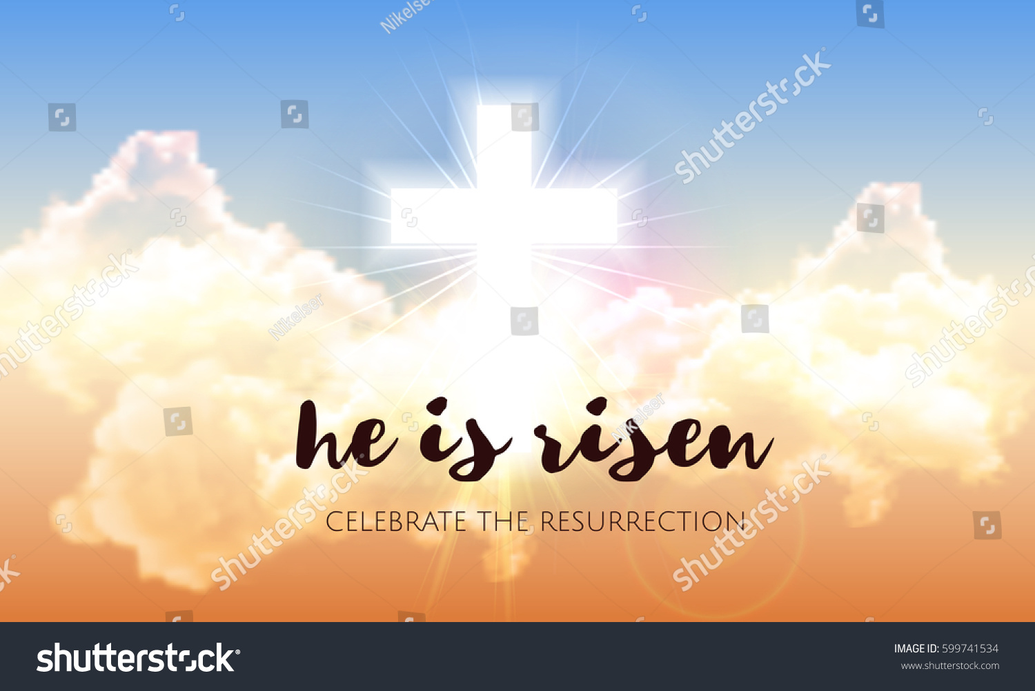 He Risen Easter Banner Background Clouds Stock Vector (Royalty Free