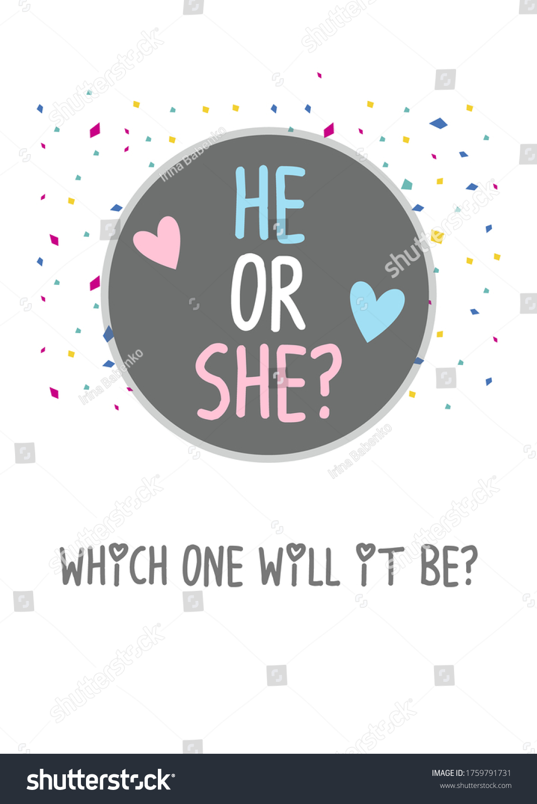 He Gender Reveal Party Invitation Card Stock Vector Royalty Free