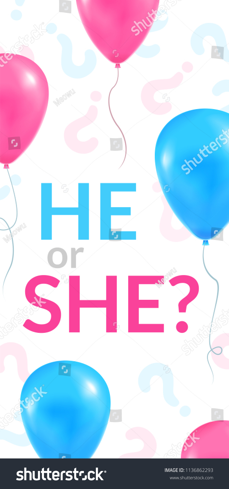 He She Party Poster Gender Reveal Stock Vector Royalty Free