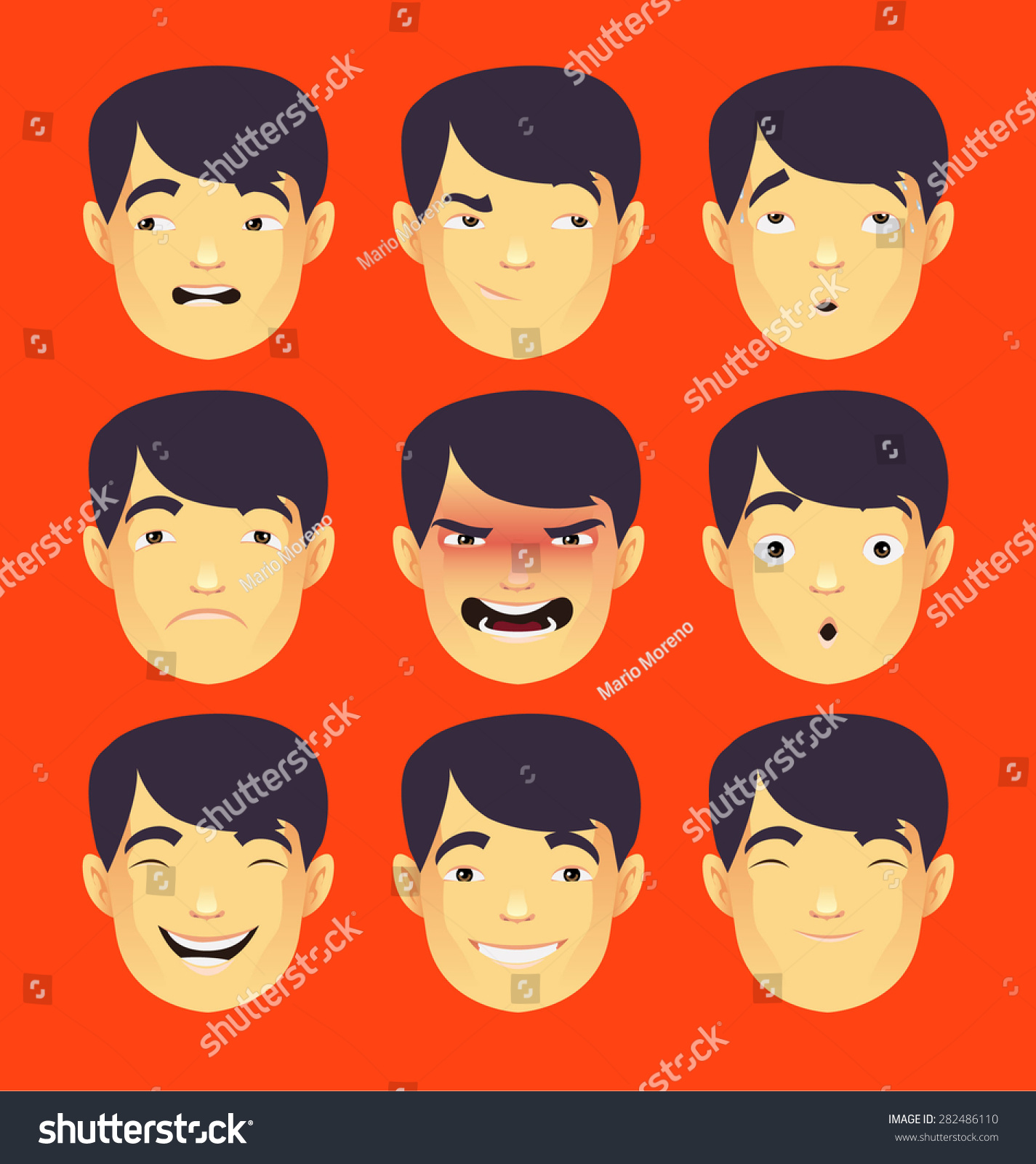 Head Business Asian Man Character Cartoon Stock Vector 282486110 ...