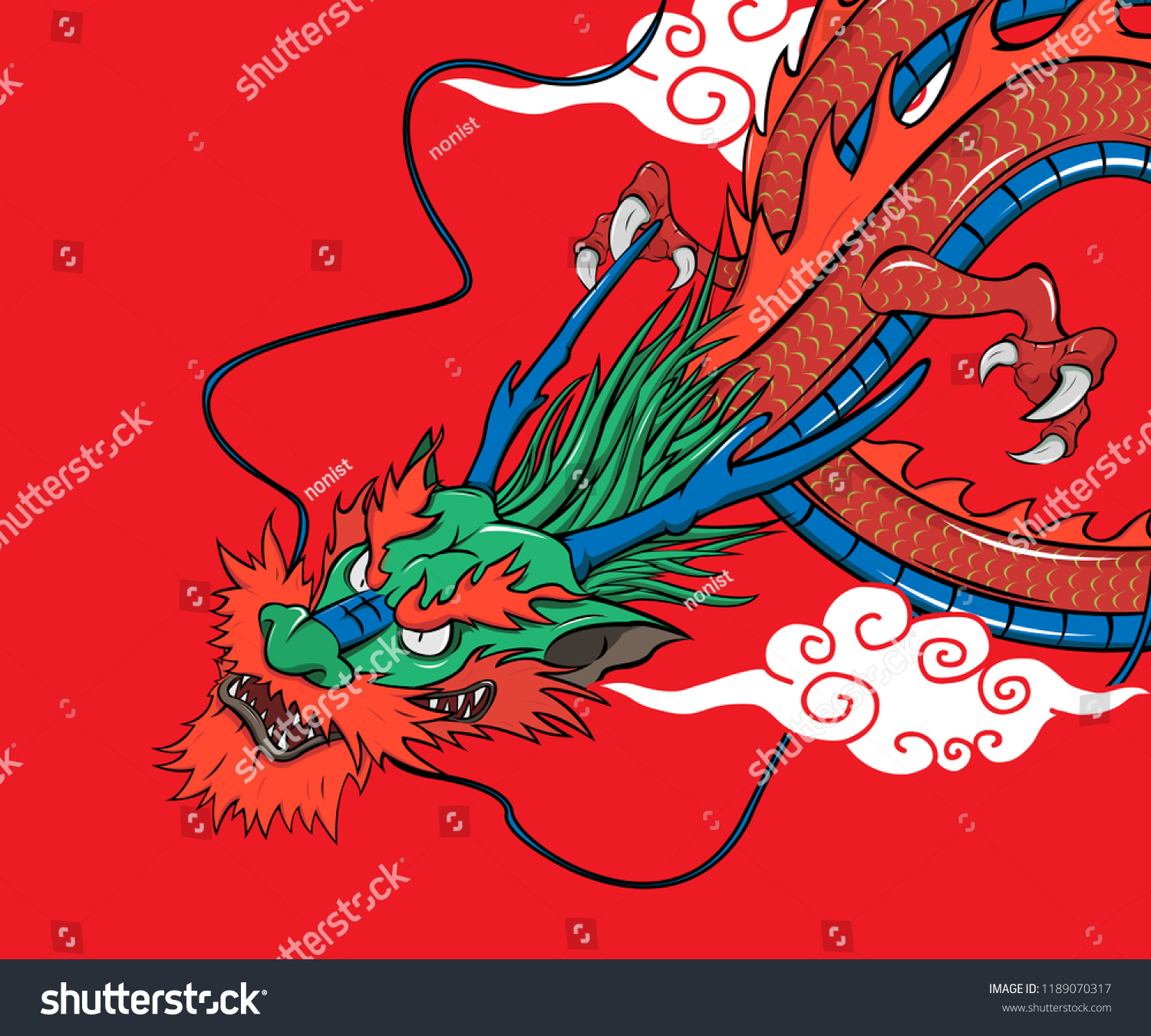 Head Chinese Dragon Cartoon Vector On Stock Vector (Royalty Free ...