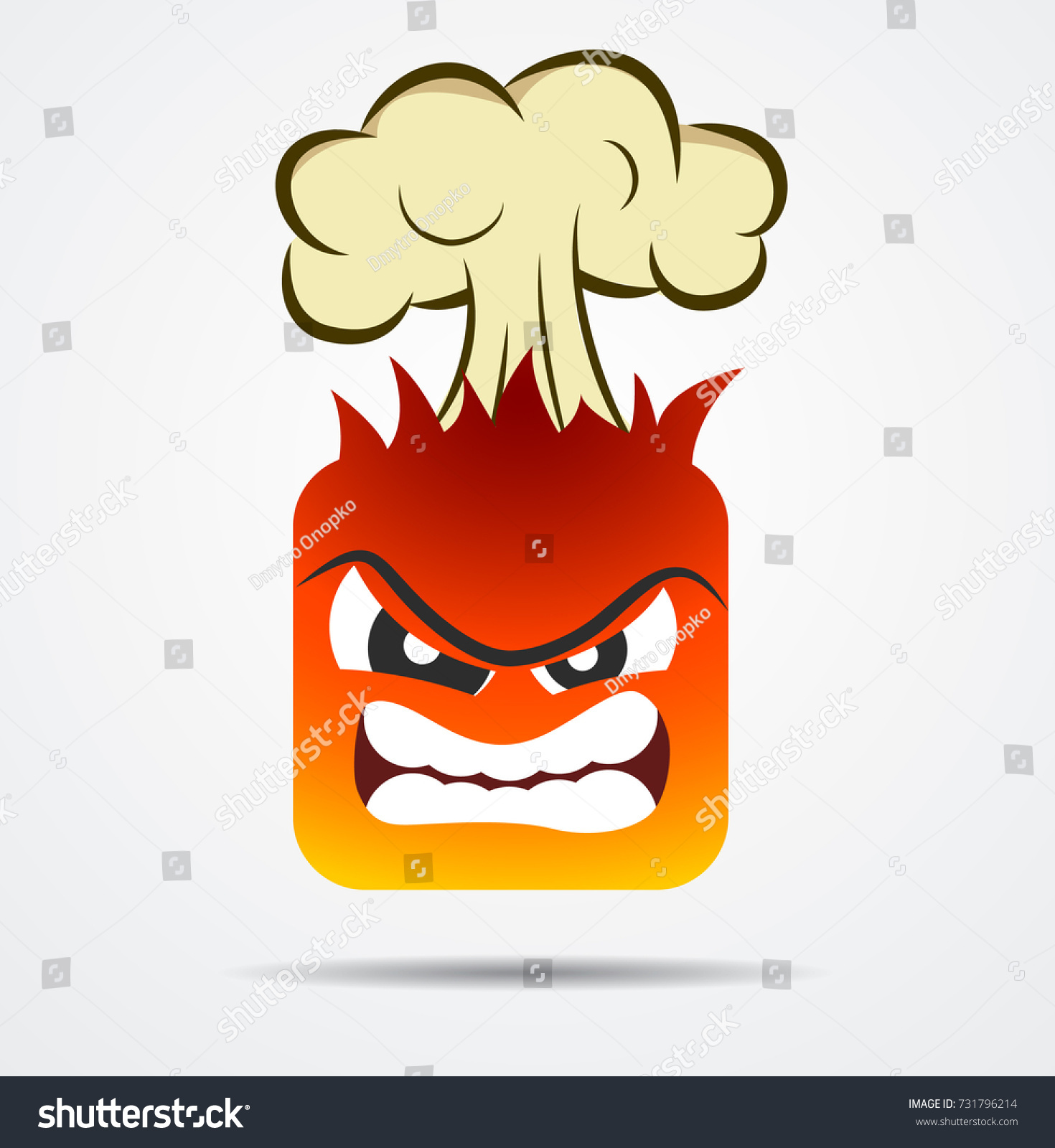 Head Explosion Square Emoticon Flat Design Vector De Stock Libre De