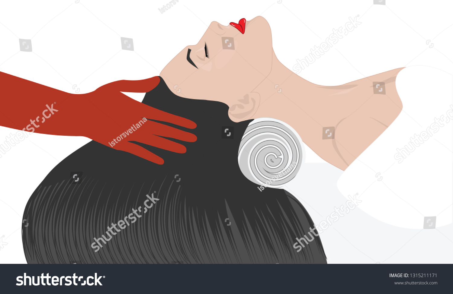 Head Massage Hair Mask Woman Serviced Stock Vector Royalty Free