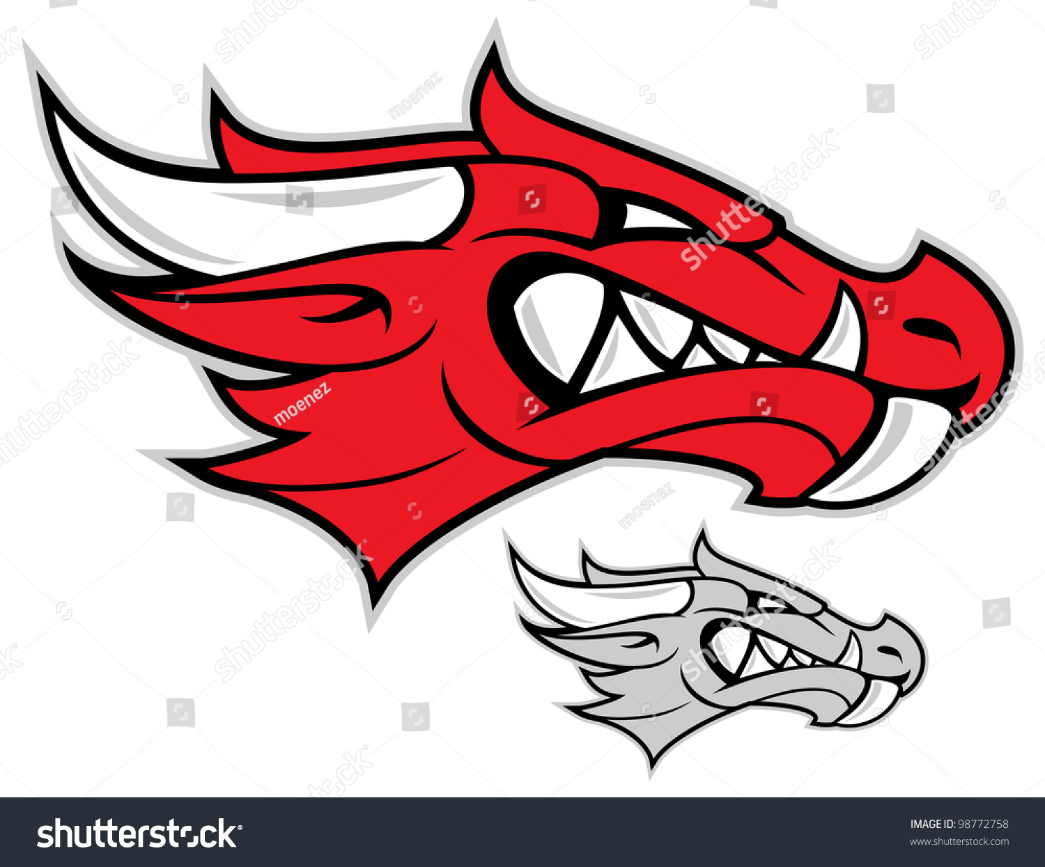 Head Red Dragon Isolated On White Stock Vector 98772758 - Shutterstock