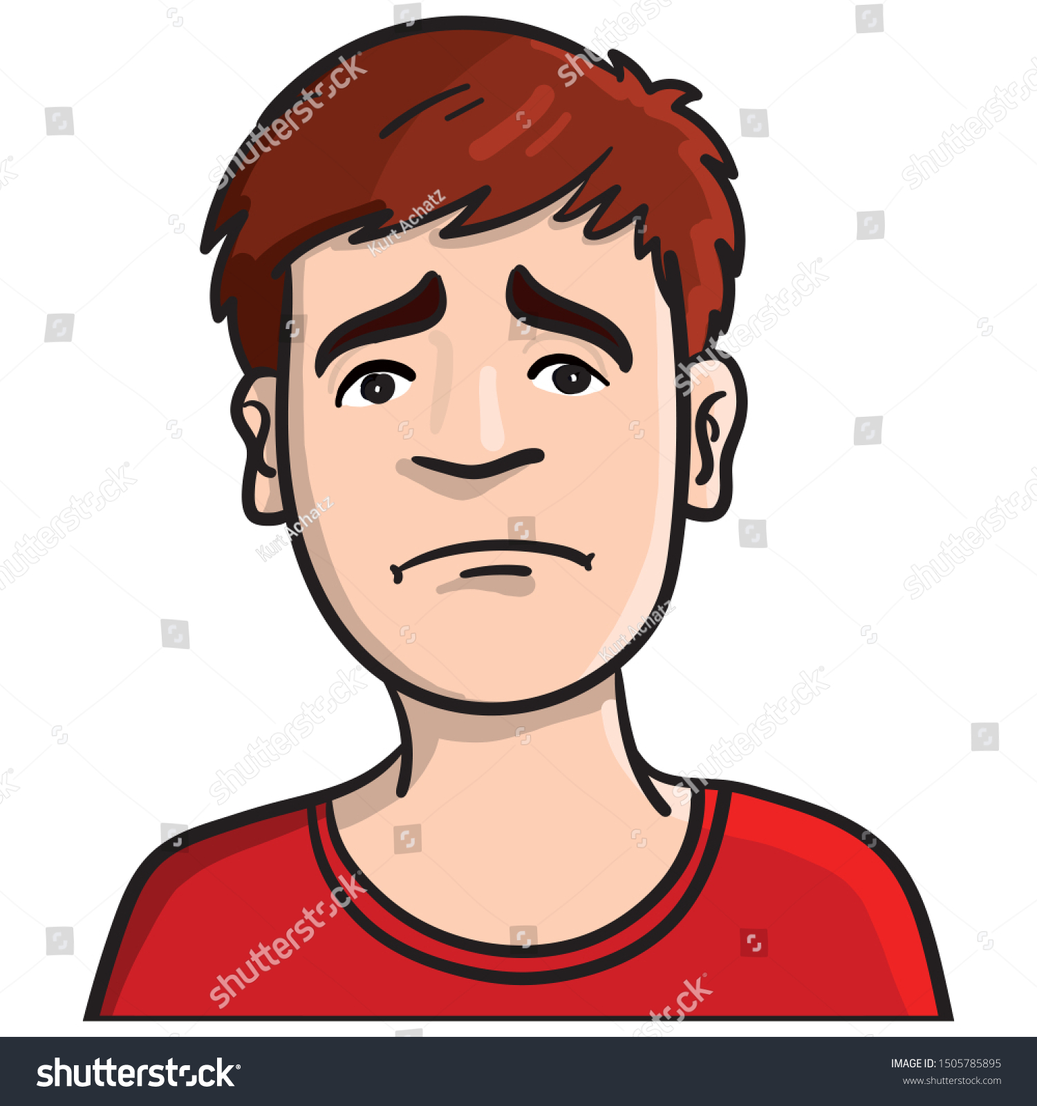 Head Sad Boy Brown Fuzzy Head Stock Vector (Royalty Free) 1505785895