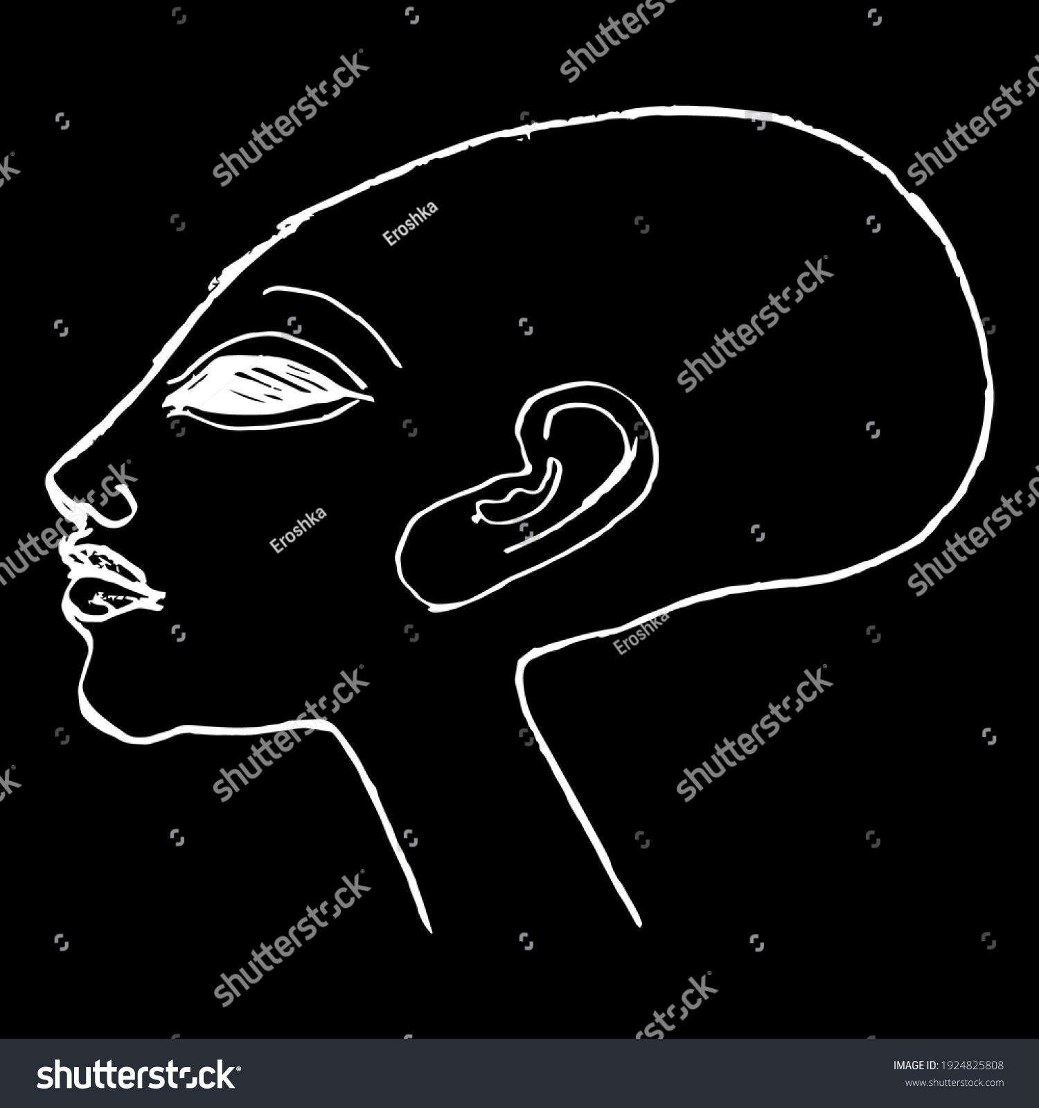 Head Bald Ancient Egyptian Princess Profile Stock Vector (Royalty Free ...