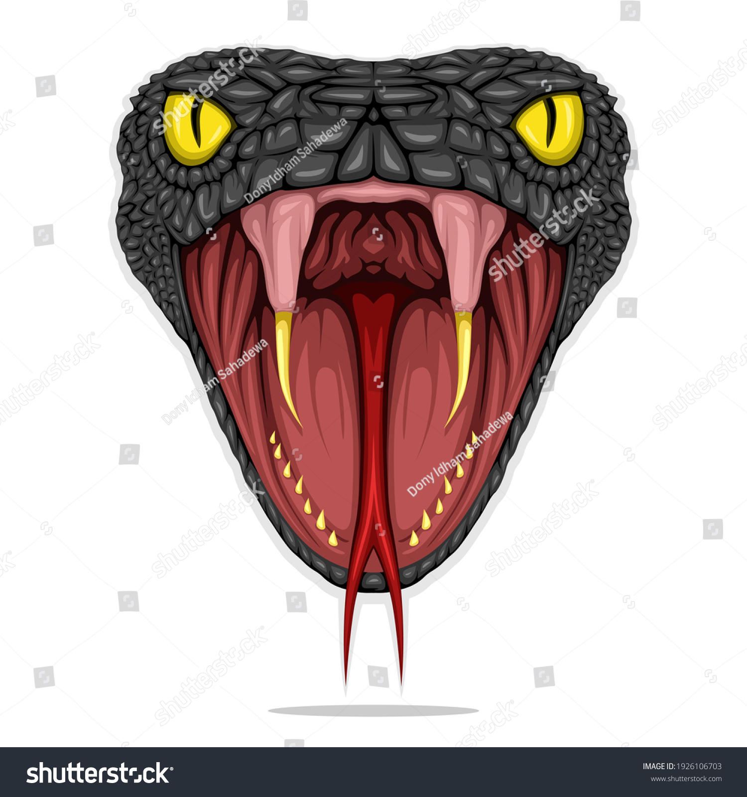 SVG of Head of Black Mamba Snake Vector with Opened Mouth isolated on White Background svg