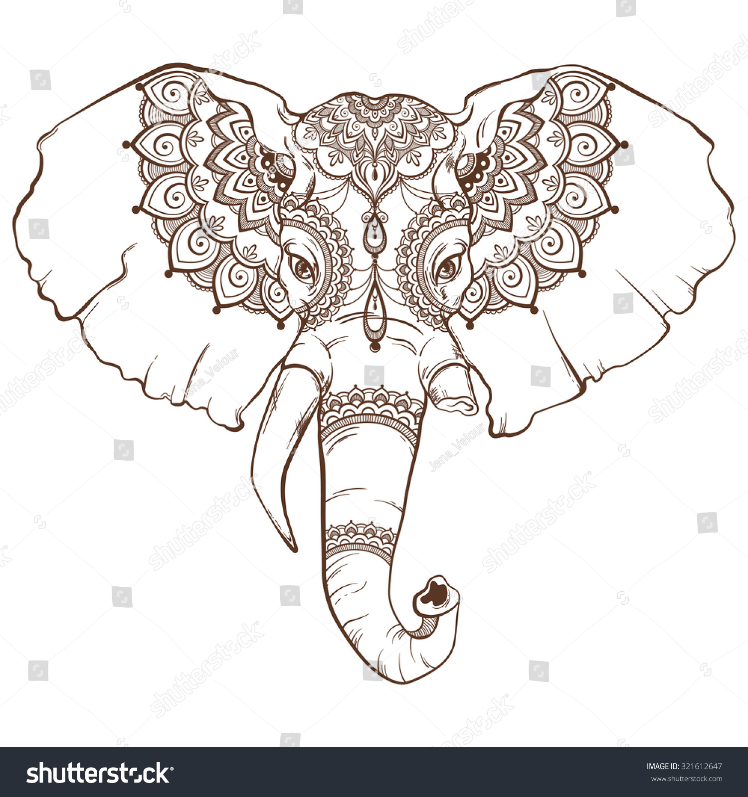 Head Elephant Elegant Ethnic Pattern Hand Stock Vector 321612647 ...