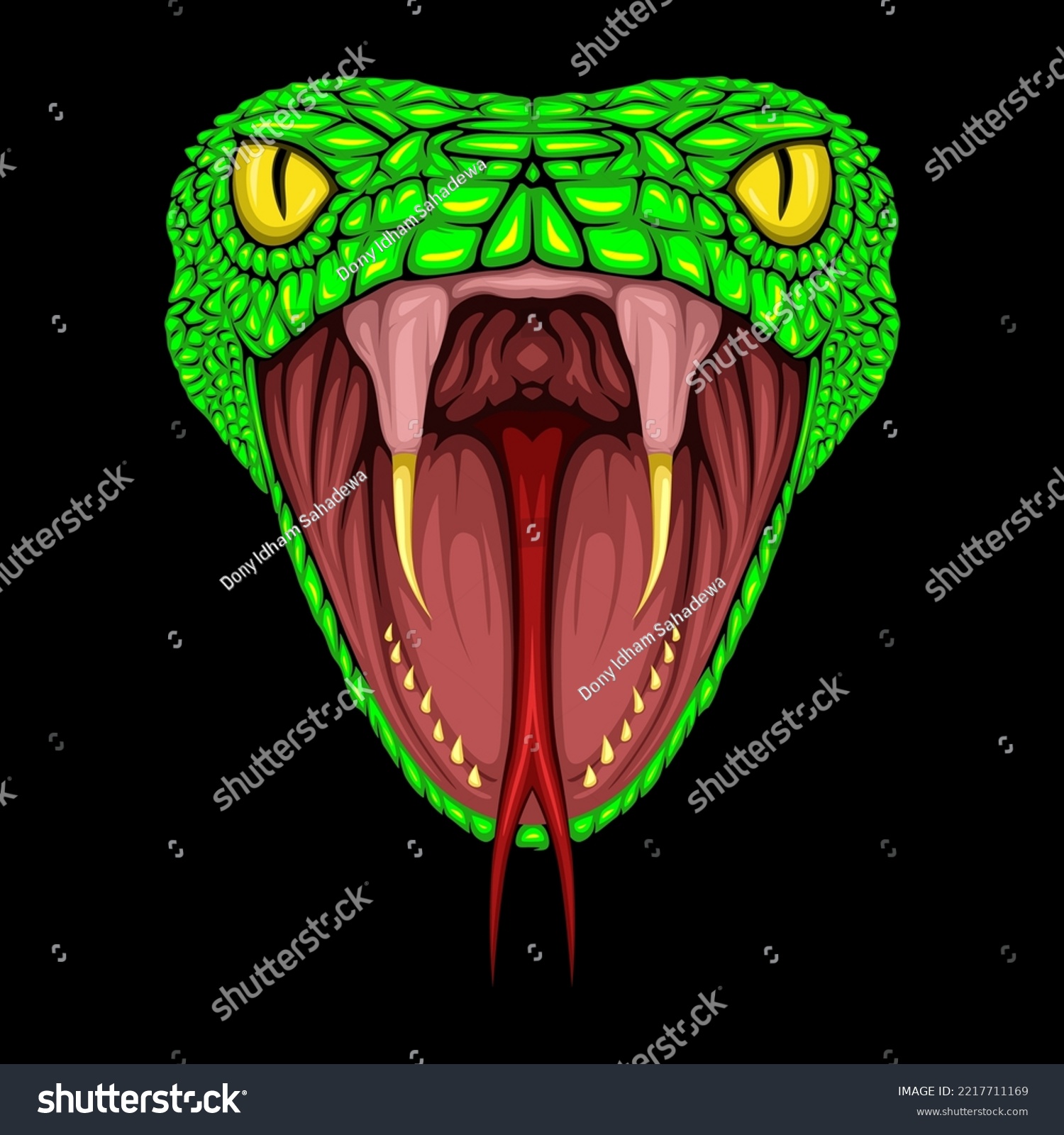 SVG of Head of Green Viper with Opened Mouth Vector Isolated on Blank Background svg