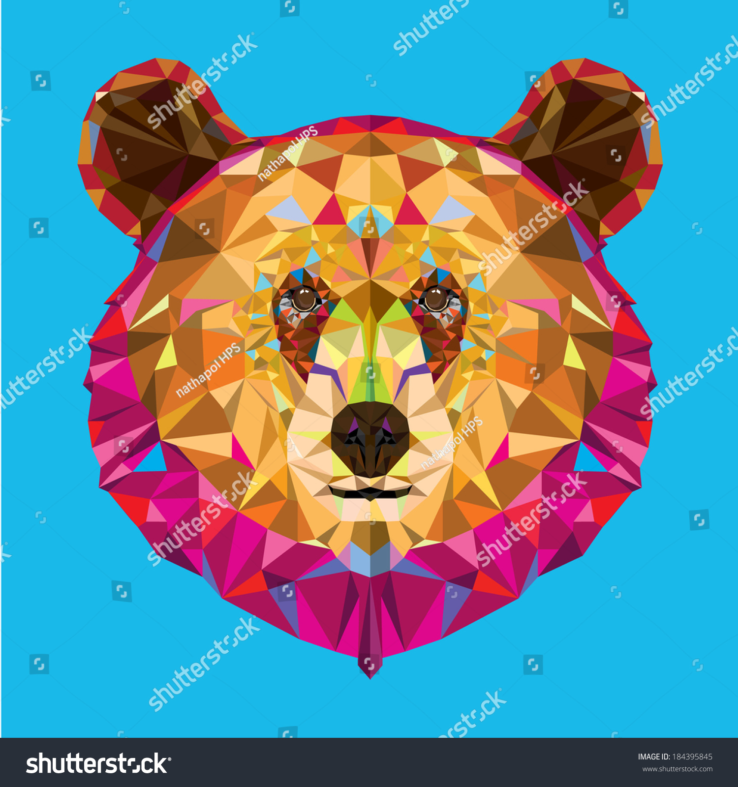 Head Grizzly Bear Geometric Pattern Vector Stock Vector 184395845 ...