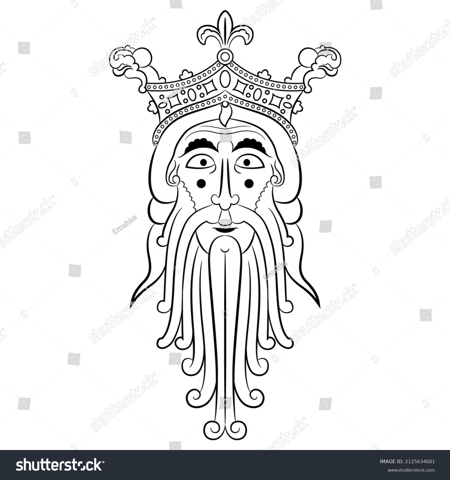 Head Norse God Woden Odin Portrait Stock Vector (Royalty Free) 2125634681