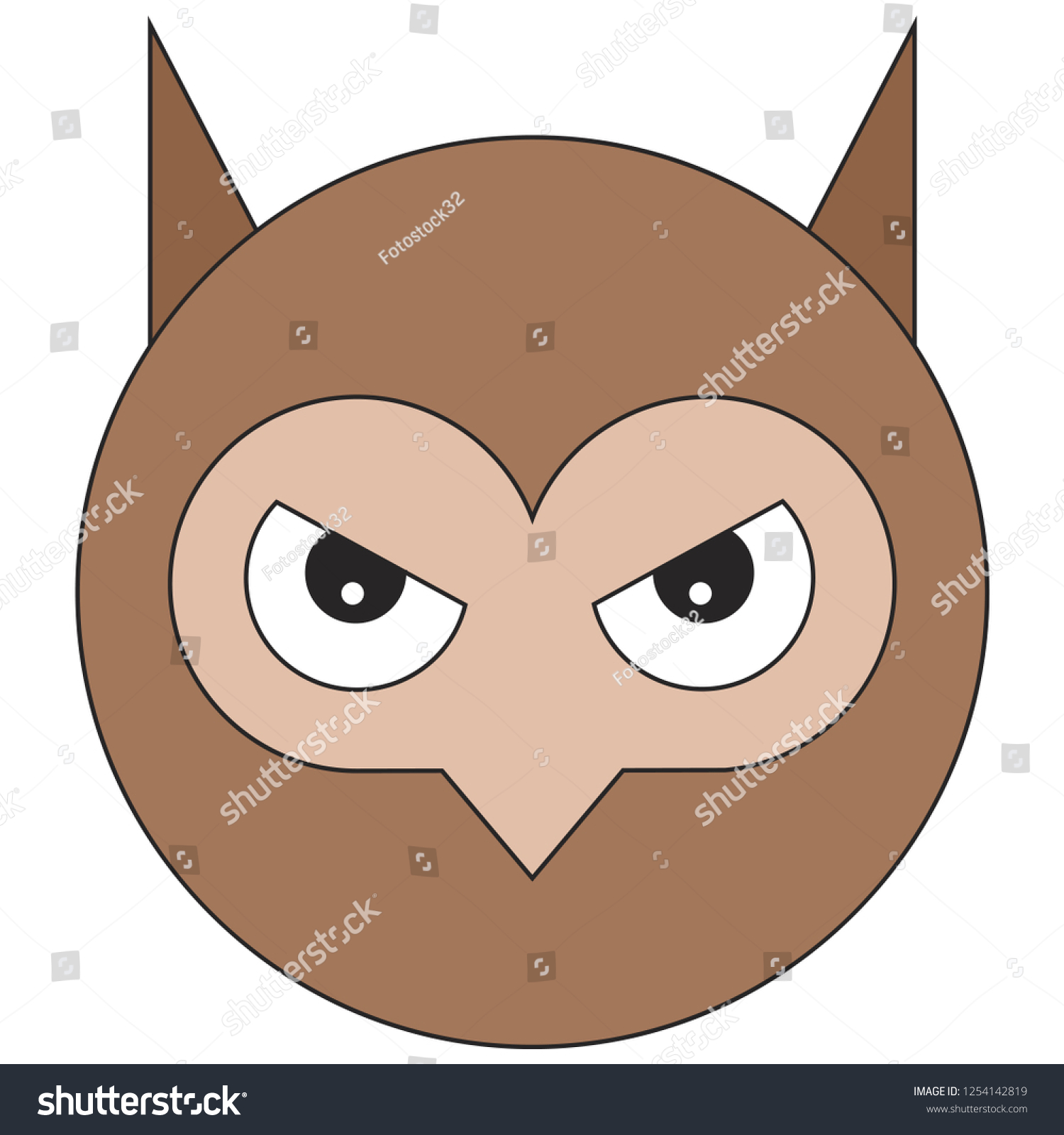 SVG of Head of owl in cartoon flat style. Vector illustration on white background. svg