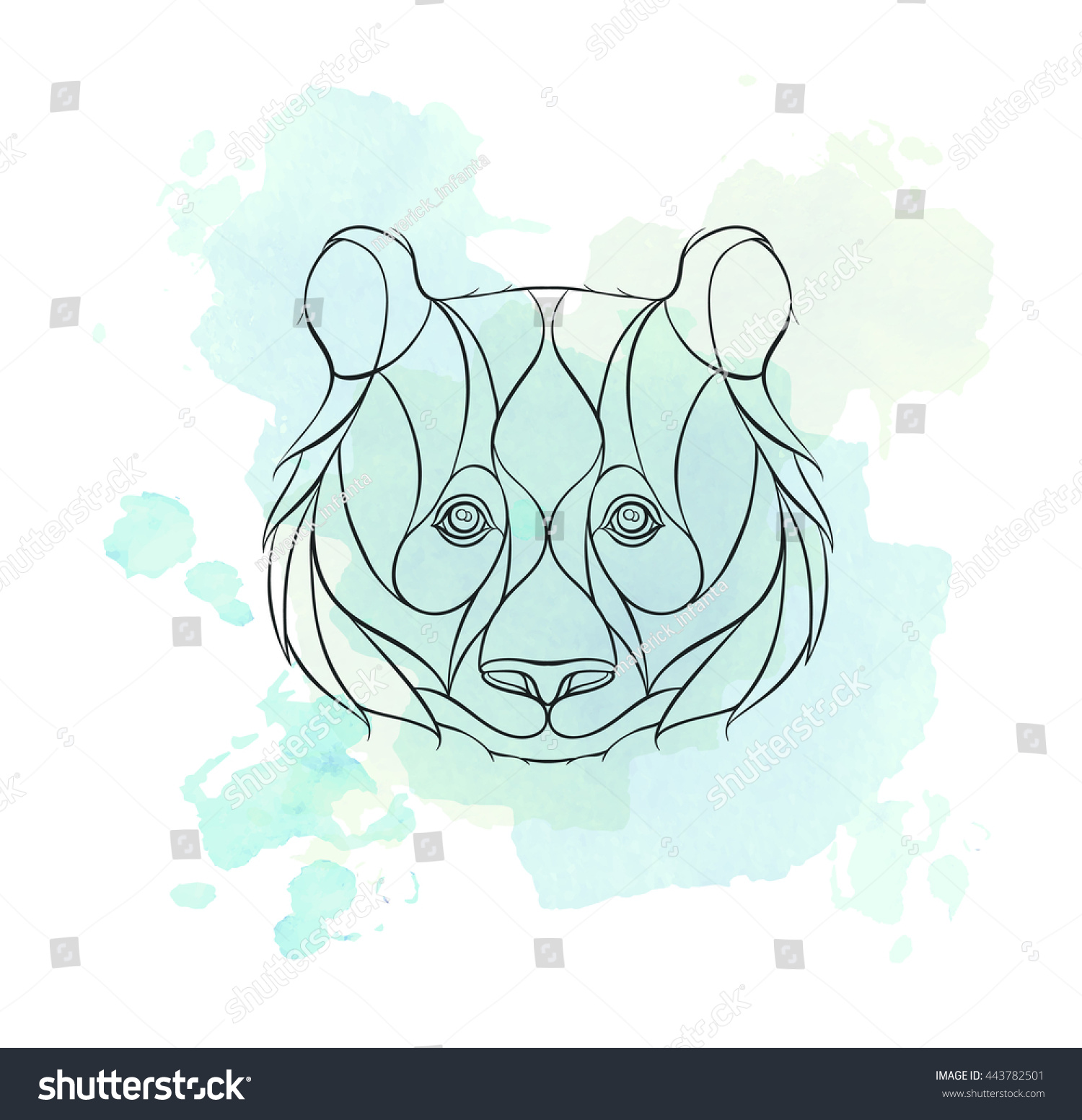 SVG of Head of the panda on the grunge background. African / indian / totem / tattoo design. It may be used for design of a t-shirt, bag, postcard, a poster and so on.   svg