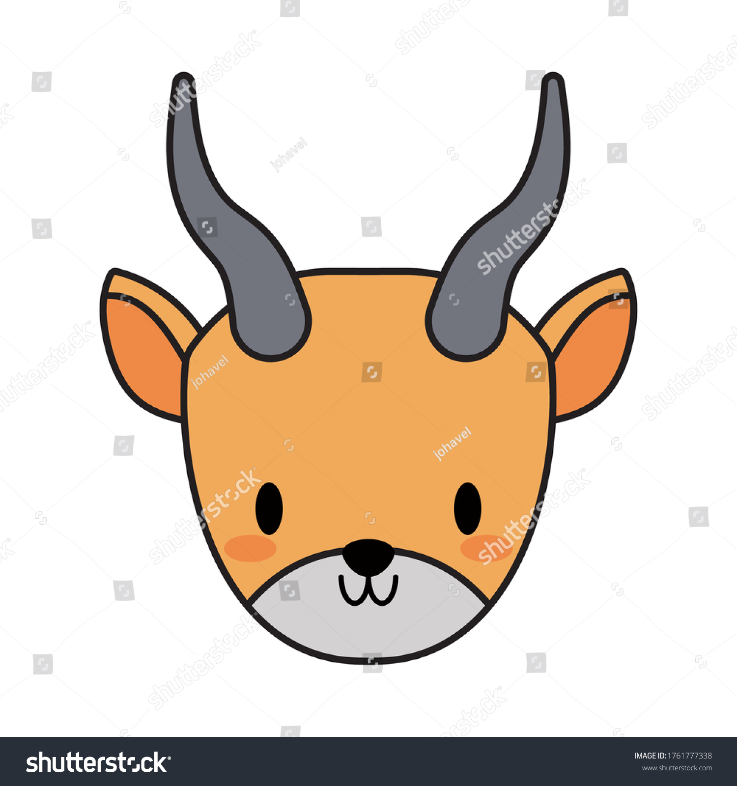 Head Yak Kawaii Line Fill Style Stock Vector (Royalty Free) 1761777338