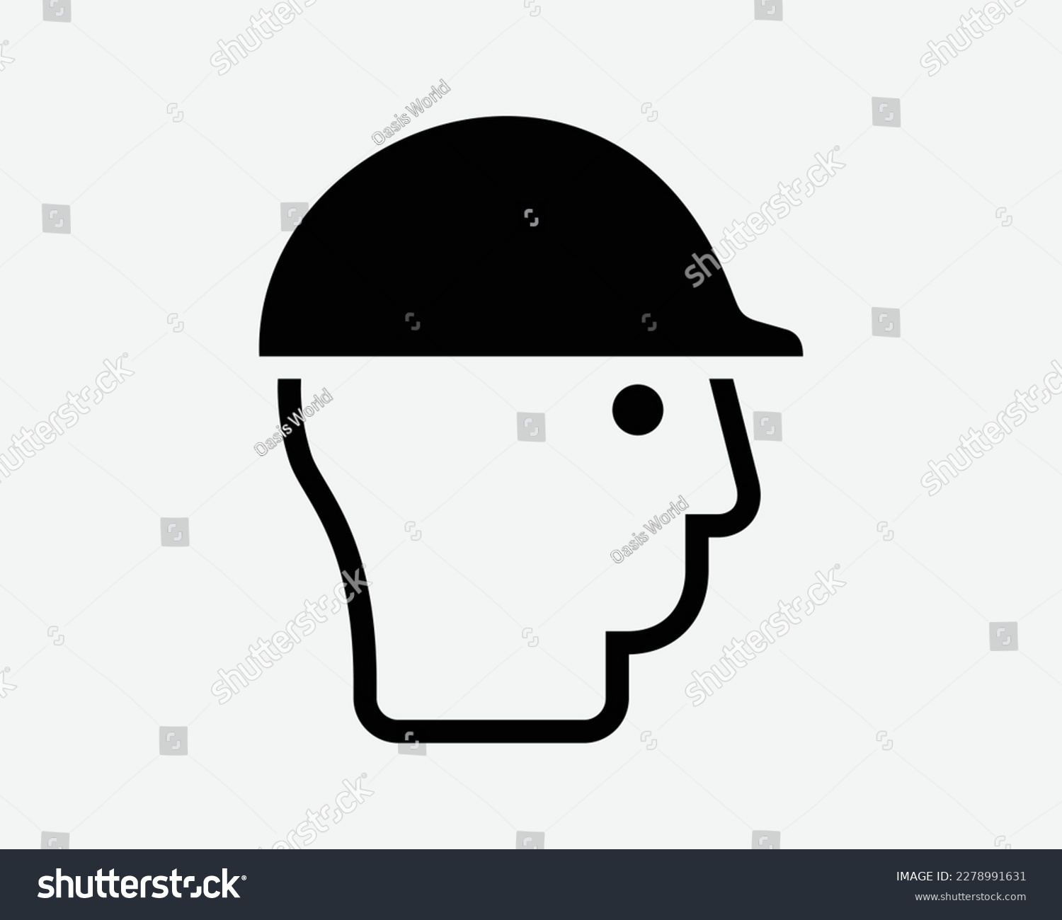 SVG of Head Protection Wear Wearing Construction Hard Hat Helmet Black White Silhouette Symbol Icon Sign Graphic Clipart Artwork Illustration Pictogram Vector svg