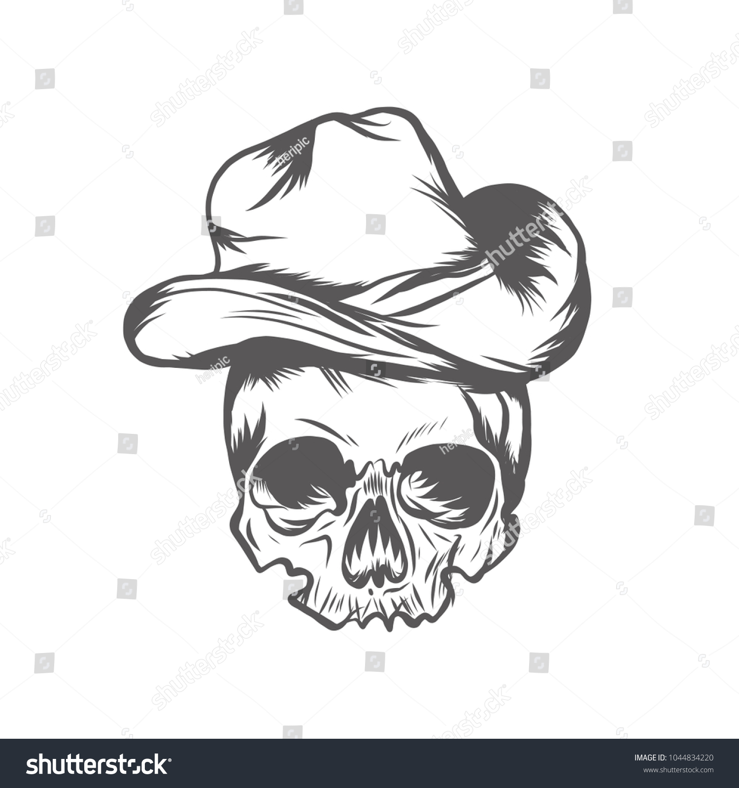 Head Skull Hat Vector Illustration Stock Vector Royalty Free 1044834220 6165