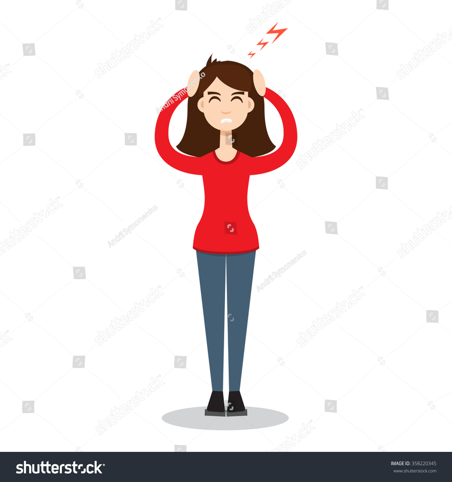 Headache Attack Head Pain Vector Illustration Stock Vector 358220345 ...