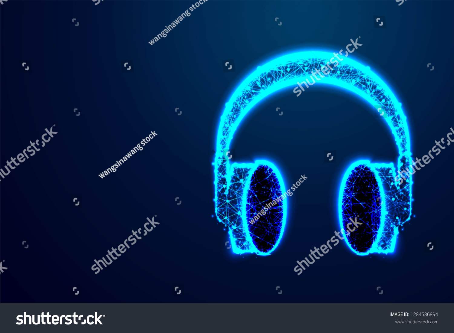 SVG of Headphone for support or service. Abstract low poly wireframe design. Vector illustration svg