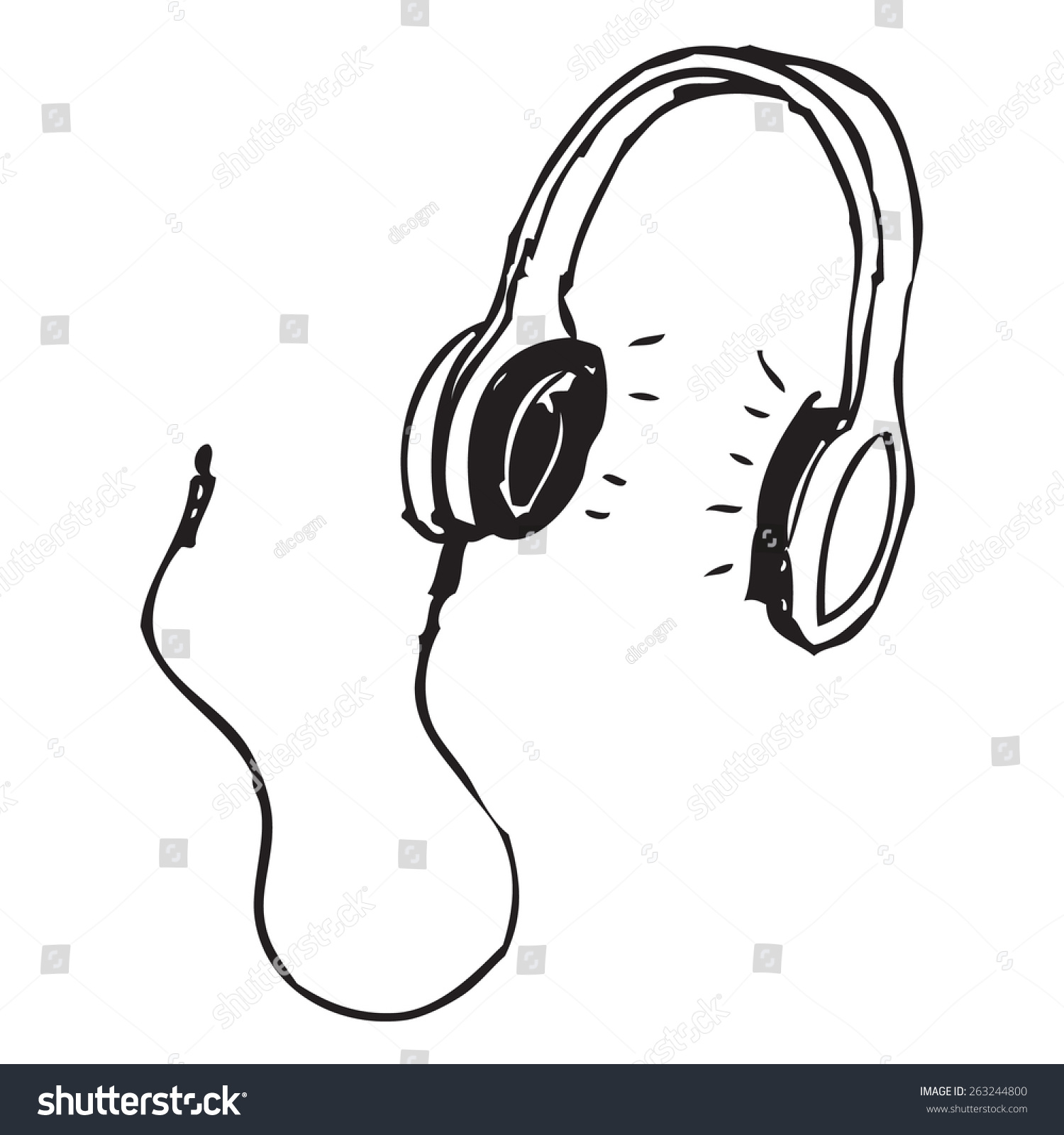 Headphones Doodle Stock Vector (Royalty Free) 263244800