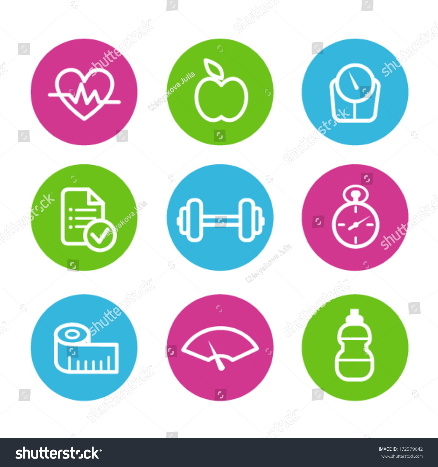 Health Fitness Icons Stock Vector 172979642 - Shutterstock