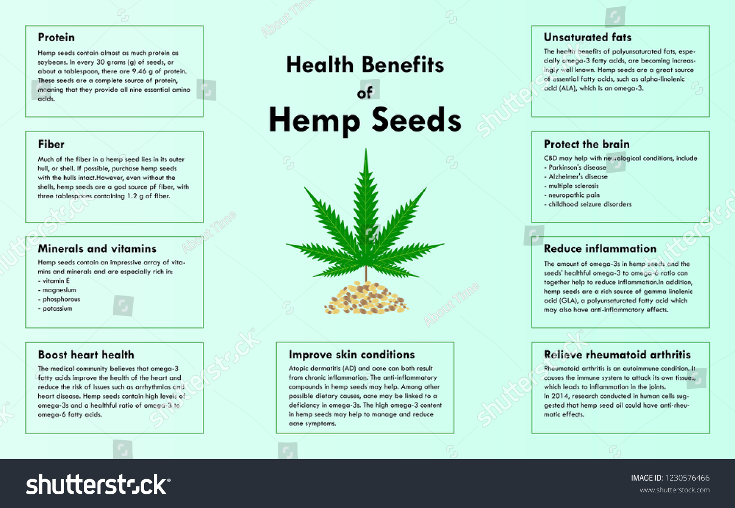 Health Benefits Hemp Seeds Infographic Illustration: Vector De Stock ...