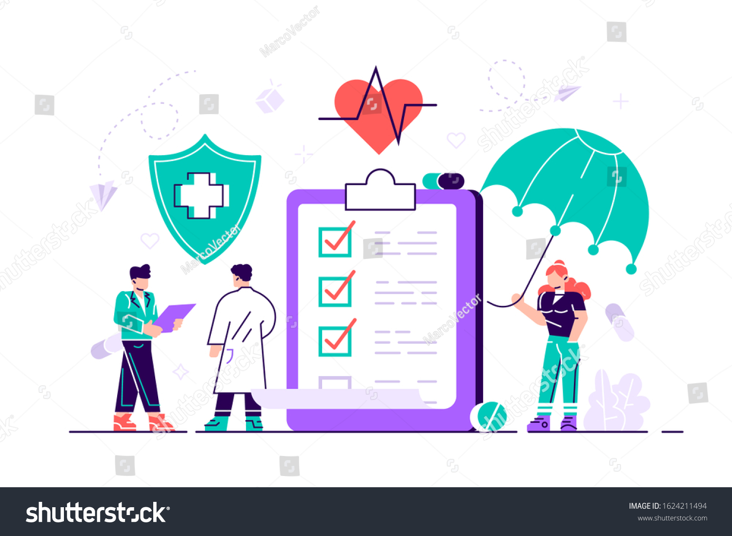 Health Insurance Concept Big Clipboard Document Stock Vector (Royalty ...