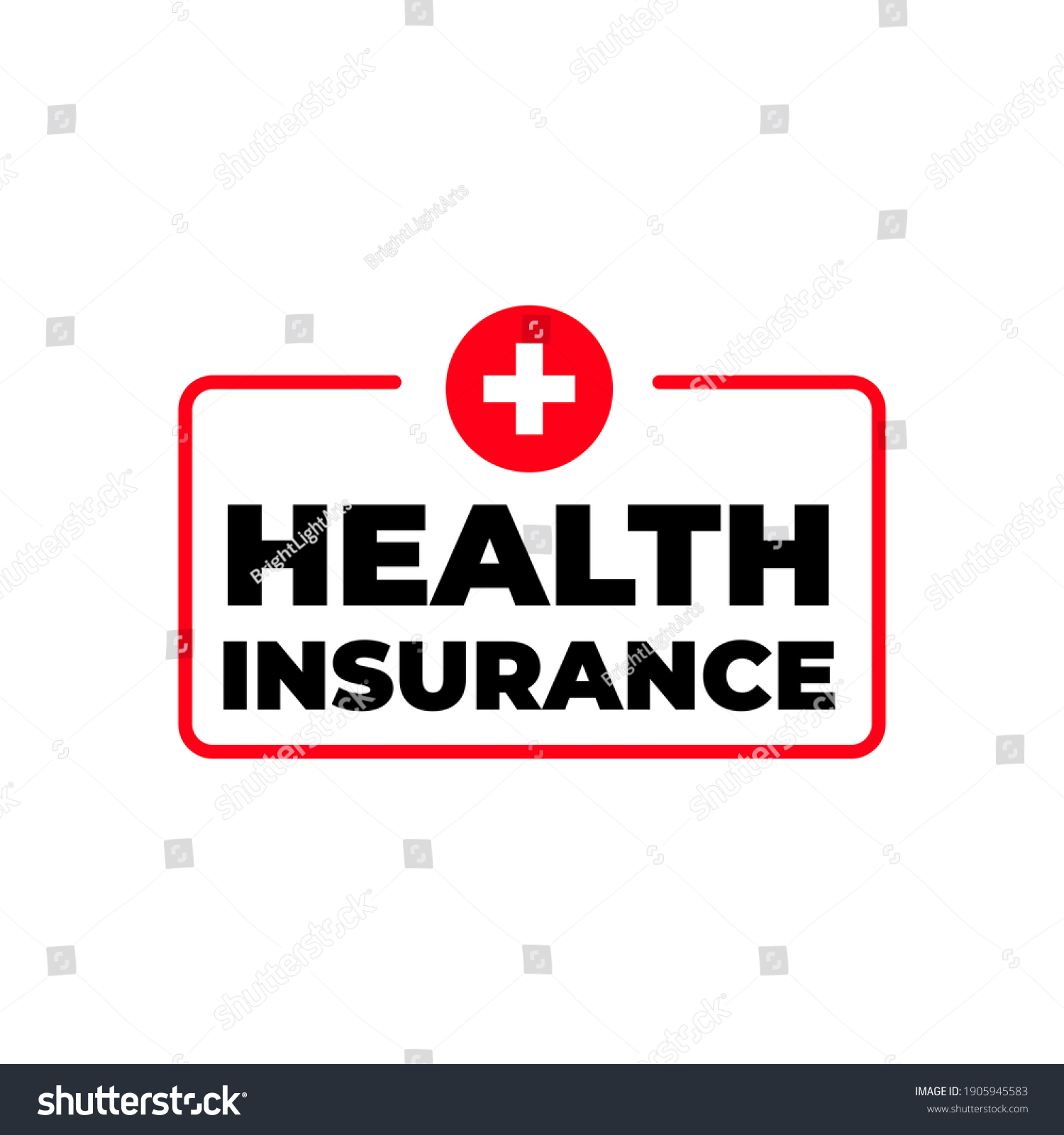 Health Insurance Icon Label Design Vector: เวกเตอร์สต็อก (ปลอดค่า