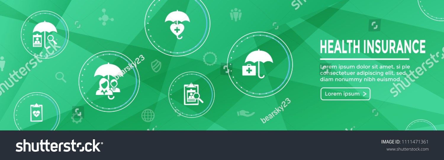 Health Insurance Web Banner W Umbrella Stock Vector (Royalty Free ...