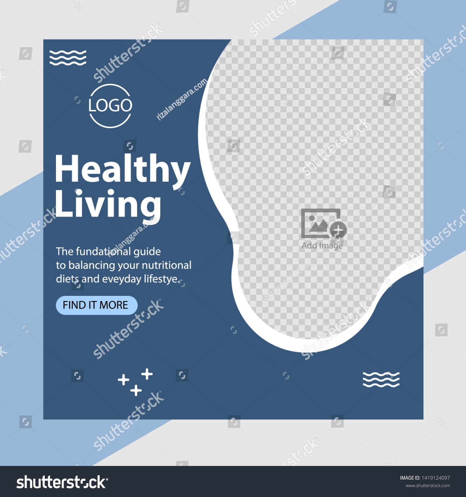 Health Living Banner Template Vector Social Stock Vector (Royalty Free ...