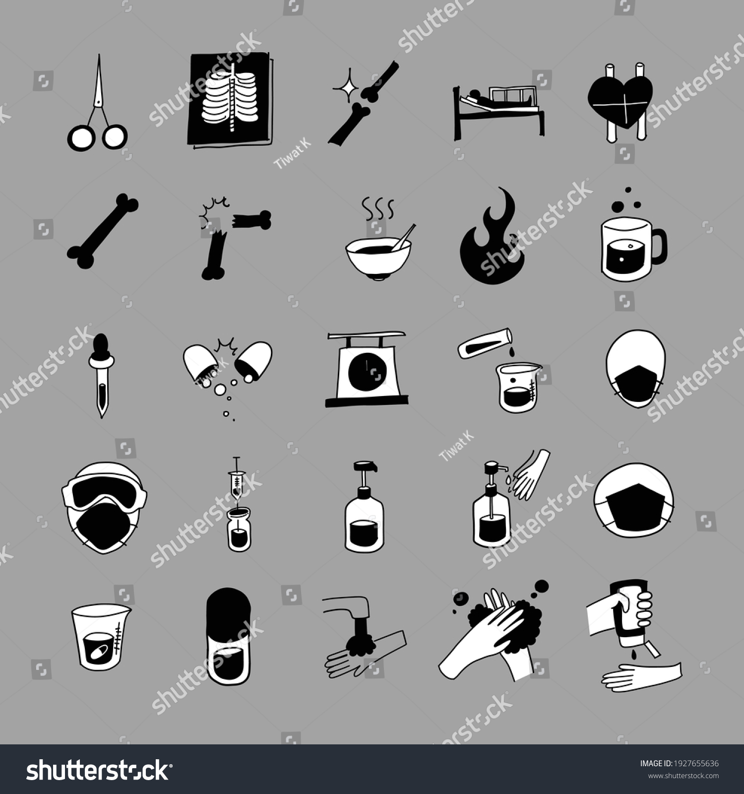 Health Vector Doodle Icons Set Drawing Stock Vector Royalty Free