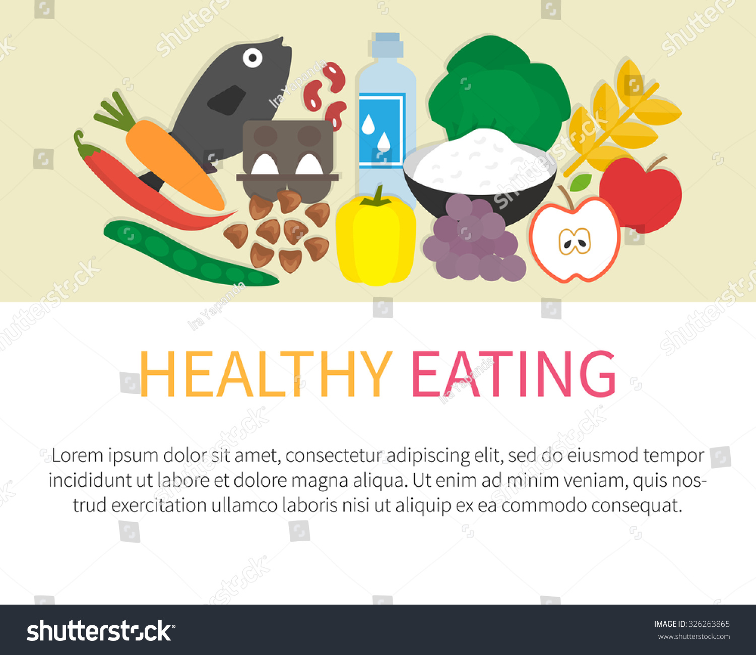 Healthy Eating Banner Healthy Lifestyle Concept Stock Vector (Royalty ...