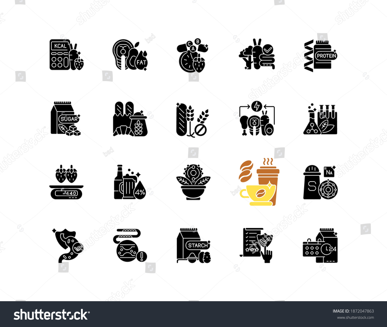 Healthy Eating Black Glyph Icons Set Stock Vector Royalty Free 1872047863 Shutterstock 2980