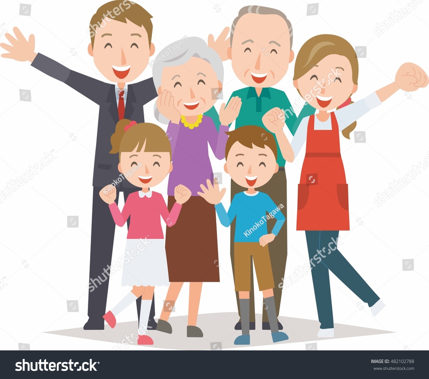 Healthy Family(Three Generations) Stock Vector Illustration 482102788 ...