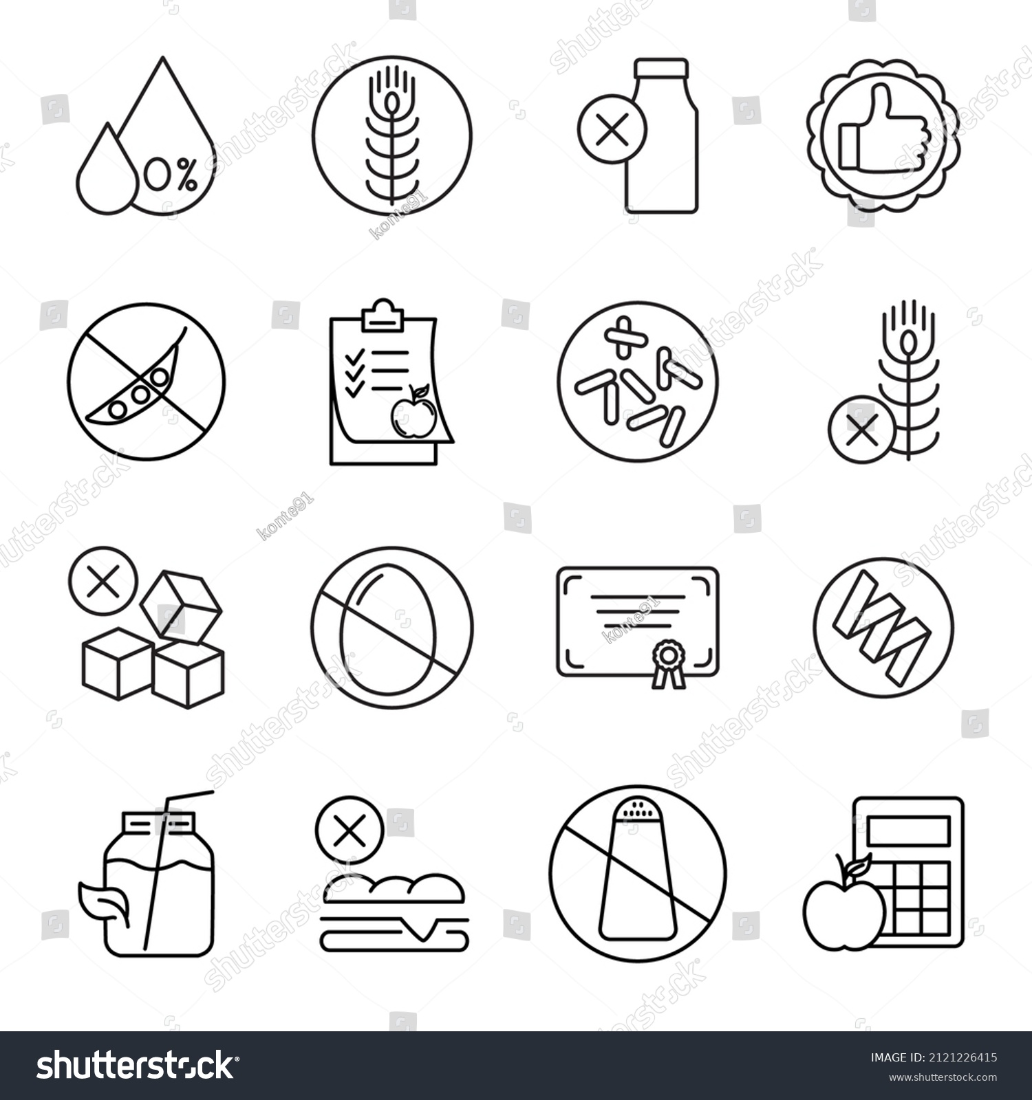 Healthy Food Icons Set Healthy Food Stock Vector (Royalty Free) 2121226415