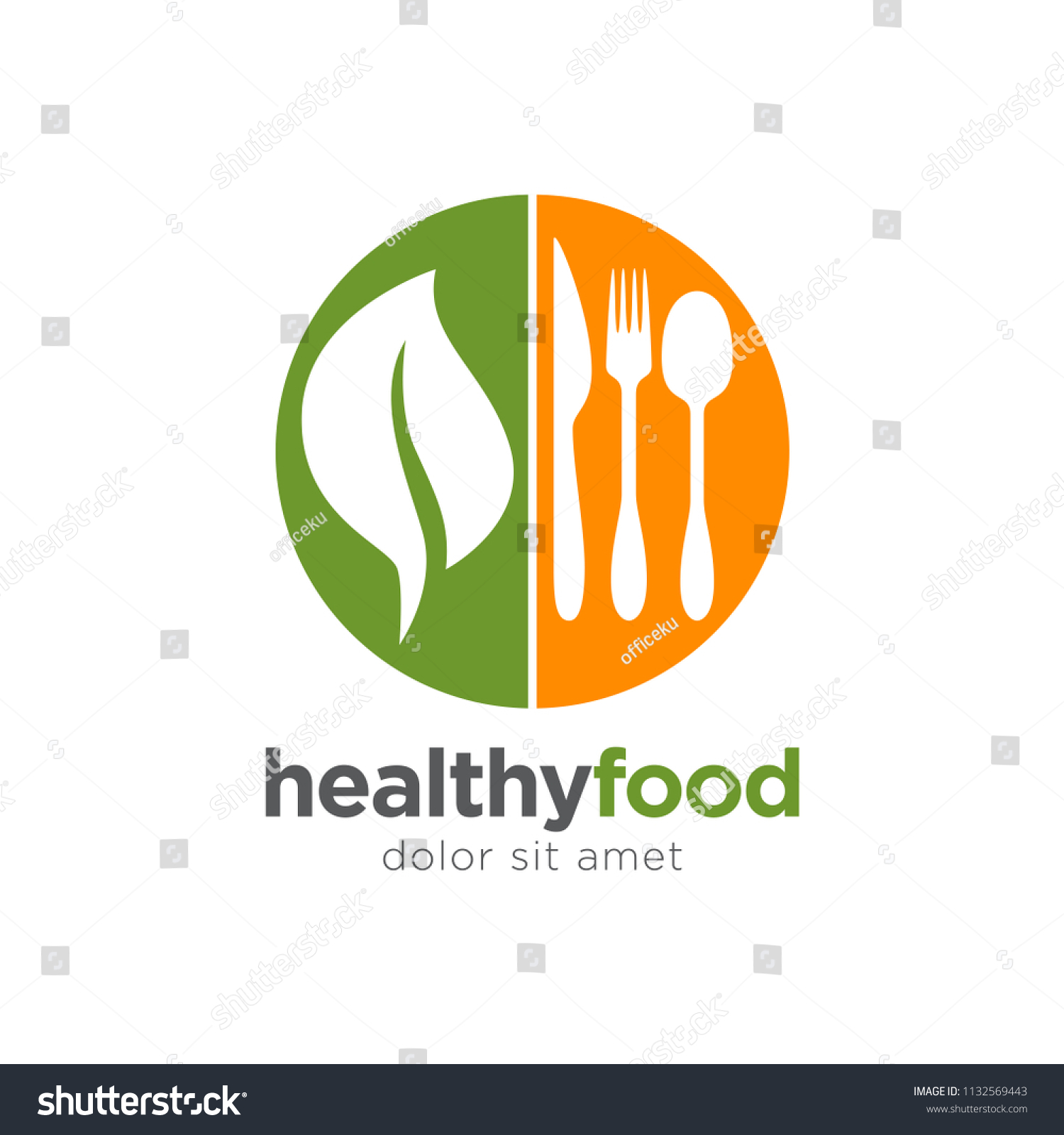 Healthy Food Logo Template Stock Vector (Royalty Free) 1132569443