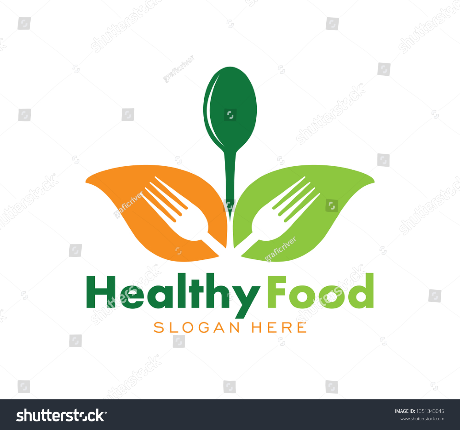 Healthy Food Logo Template Organic Food Stock Vector (Royalty Free ...