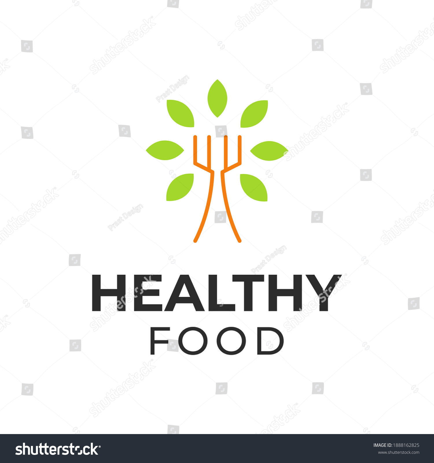 Healthy Food Logo Vector Design Fork Stock Vector (Royalty Free ...