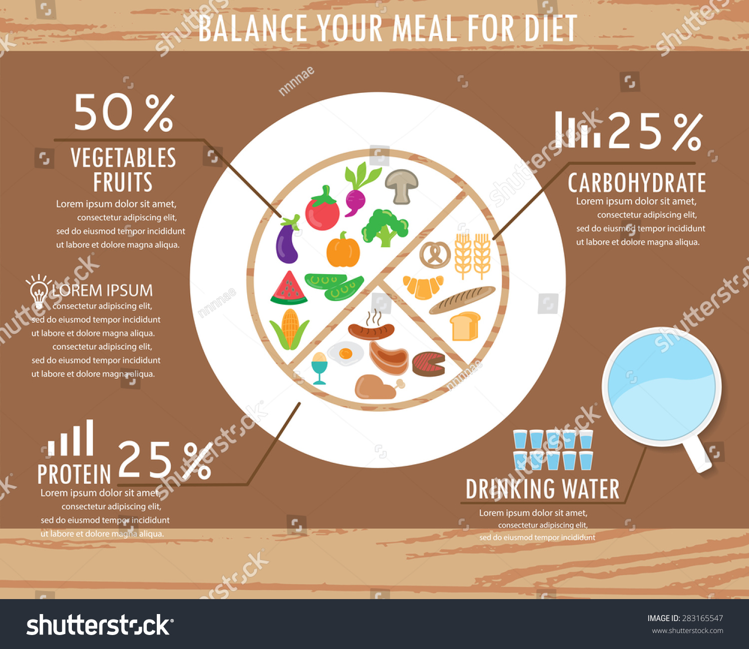 Healthy Foods Infographics Elements Background Balance Stock Vector ...