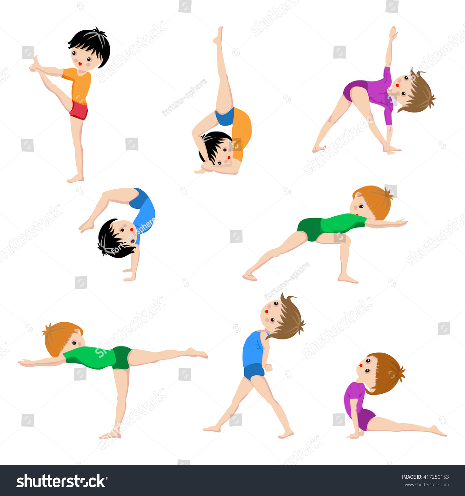 Healthy Kids Yoga Poses Gymnastics Healthy Stock Vector 417250153 ...