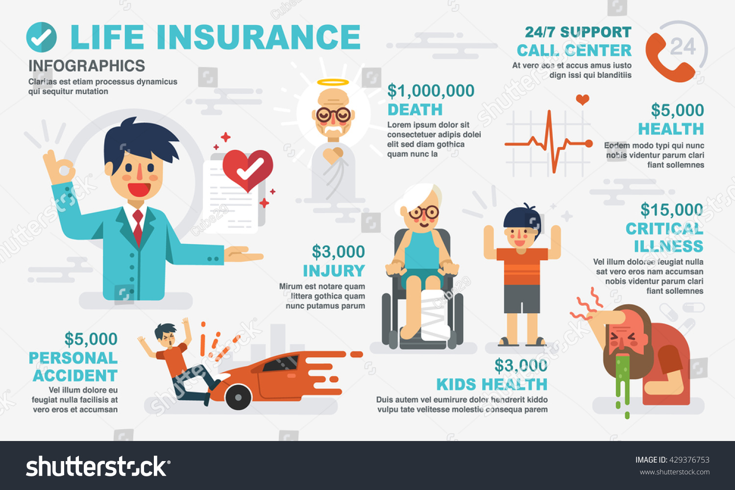 Healthy Life Insurance Infographics Stock Vector 429376753 - Shutterstock