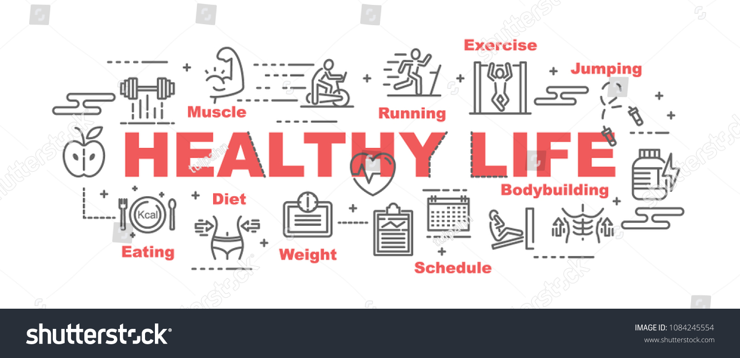 Healthy Life Vector Banner Design Concept Stock Vector (Royalty Free ...