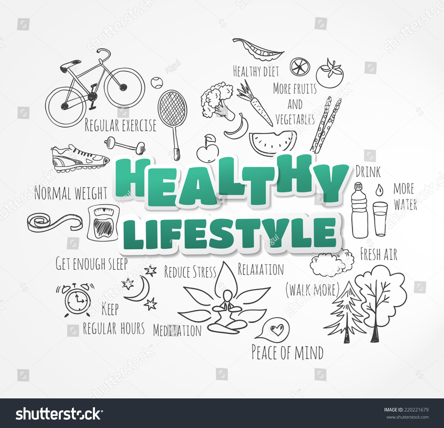 Healthy Lifestyle Background Stock Vector (Royalty Free) 220221679