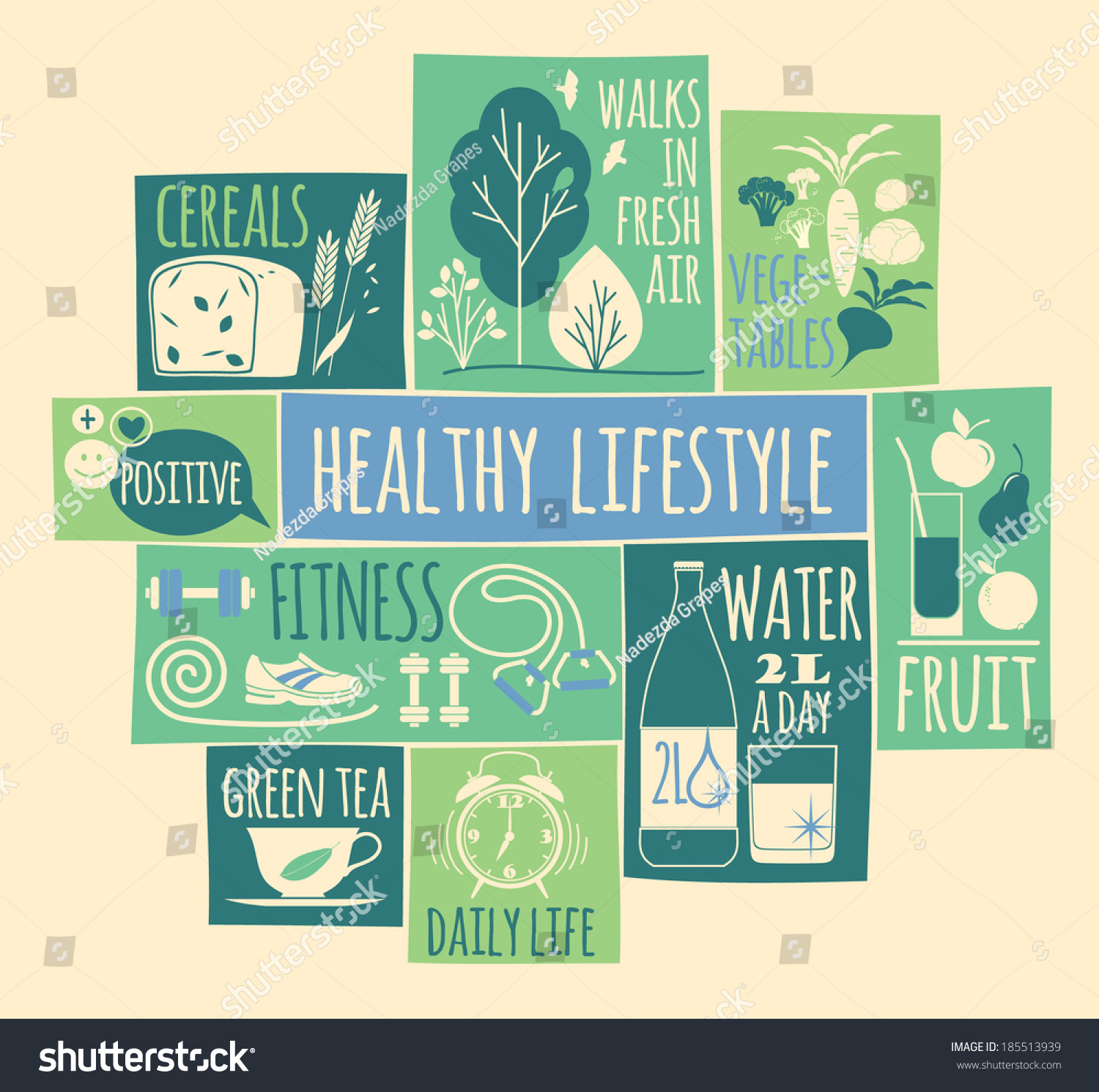 Healthy Lifestyle Icons Set Stock Vector (Royalty Free) 185513939 ...