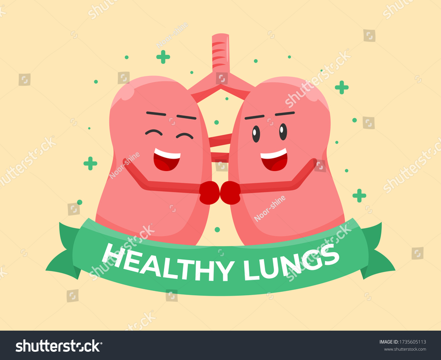 Healthy Lungs Cute Cartoon Illustration Organs Stock Vector Royalty Free 1735605113 Shutterstock