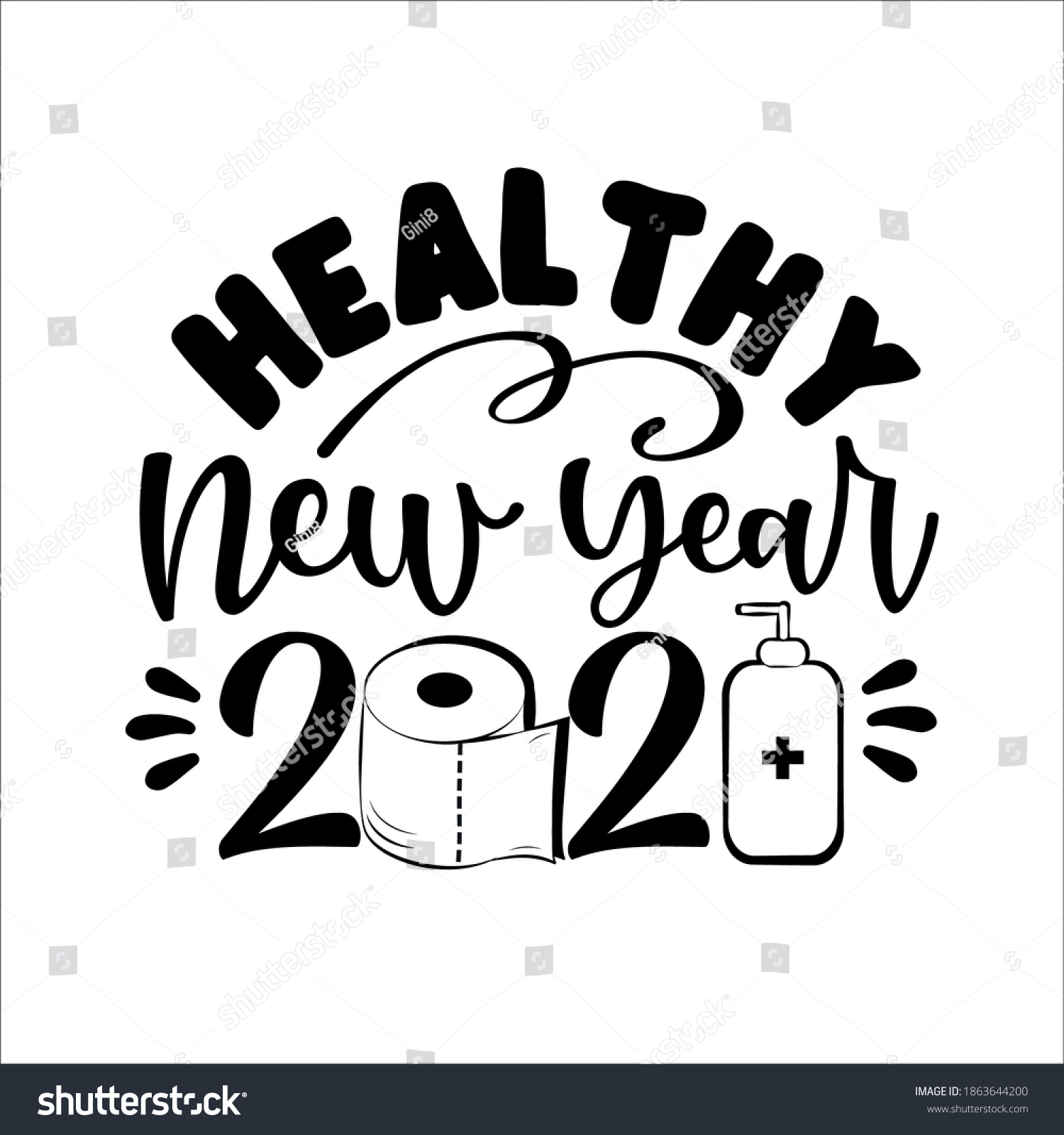 Healthy New Year 2021 Funny Greeting Stock Vector Royalty Free 1863644200