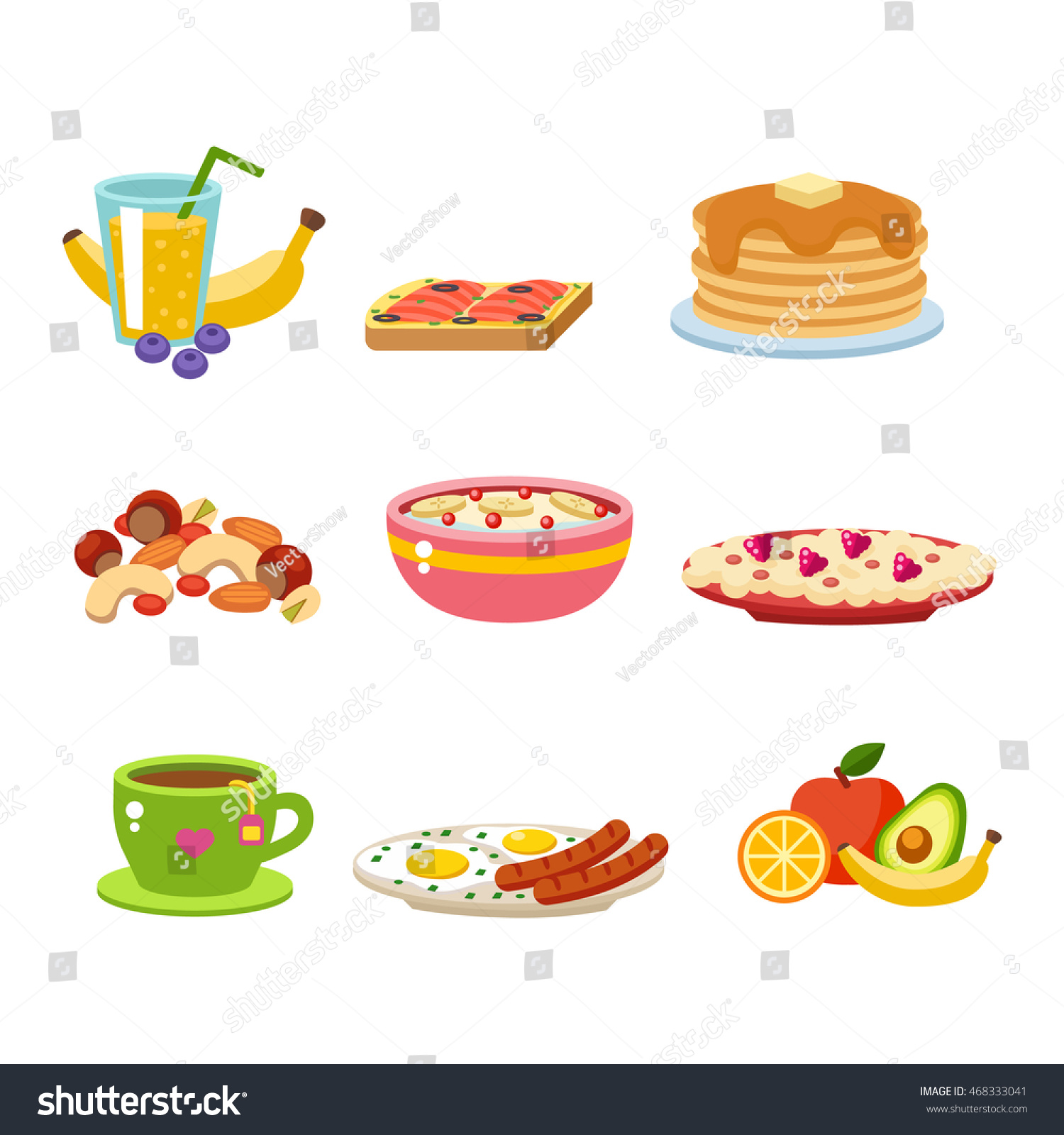 Healthy Nutrition Proteins Fats Carbohydrates Breakfast Stock Vector Royalty Free 468333041 8206