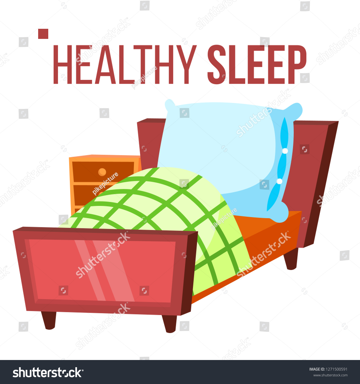 Healthy Sleep Vector Comfortable Bed Night Stock Vector Royalty Free