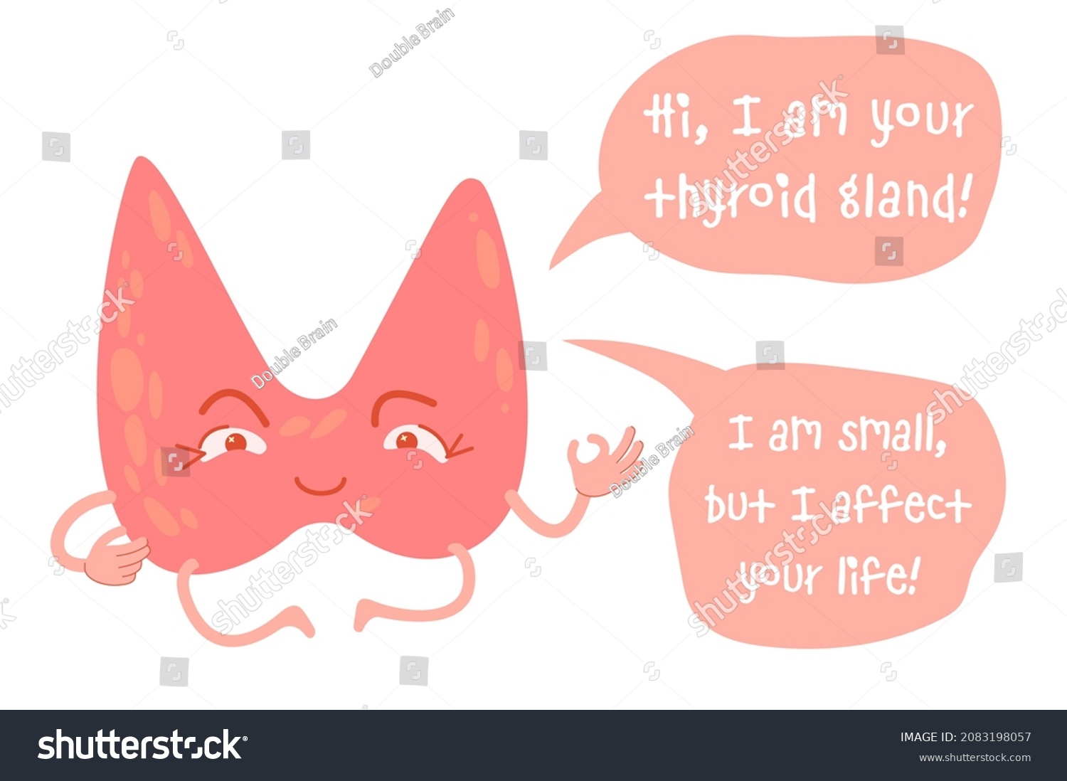 Healthy Thyroid Gland Friendly Cute Cartoon: เวกเตอร์สต็อก (ปลอดค่า ...