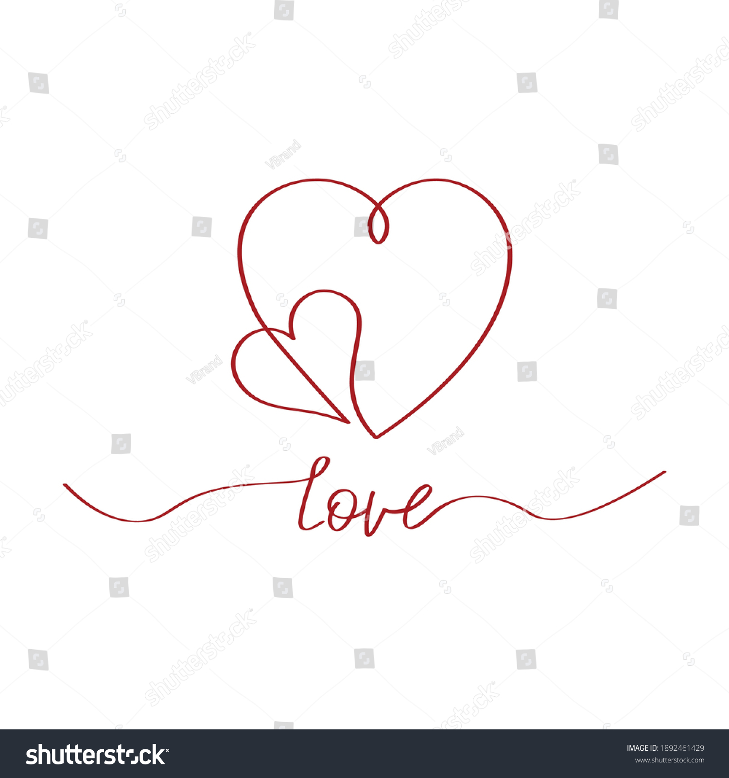 Heart Abstract Love Symbol Continuous Line Stock Vector (Royalty Free ...